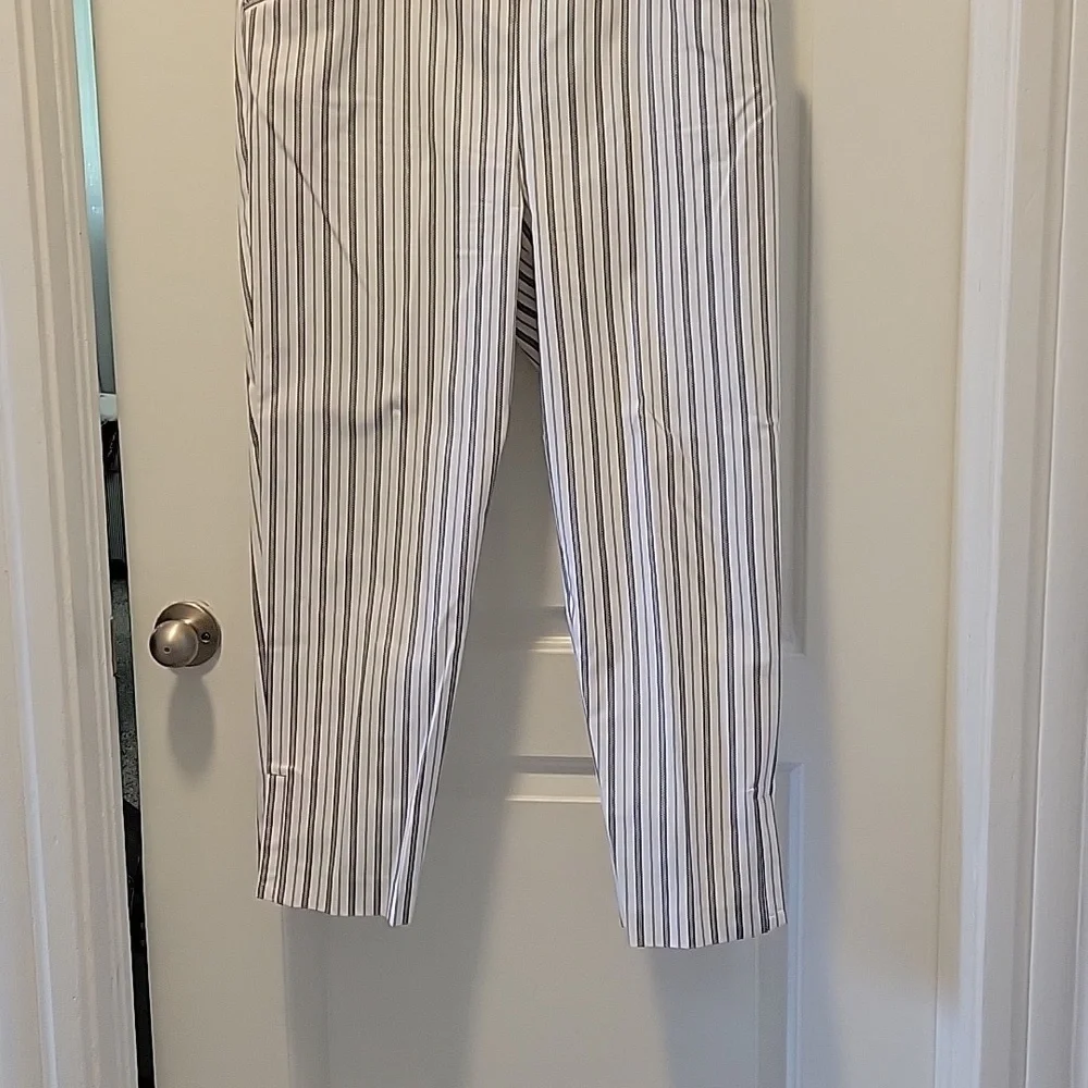 Ladies black and white stripped ankle length pants - Picture 2 of 6